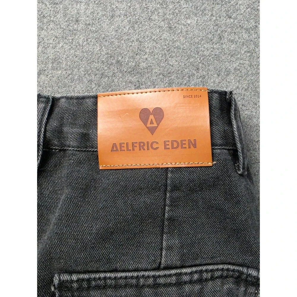 Aelfric Eden Baggy Jeans Women 26 Black Denim Utility Pocket Wide Leg Streetwear